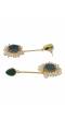 SwaDev Gold Tone Green Studded Pearl Dangler Earrings SDJJE0012
